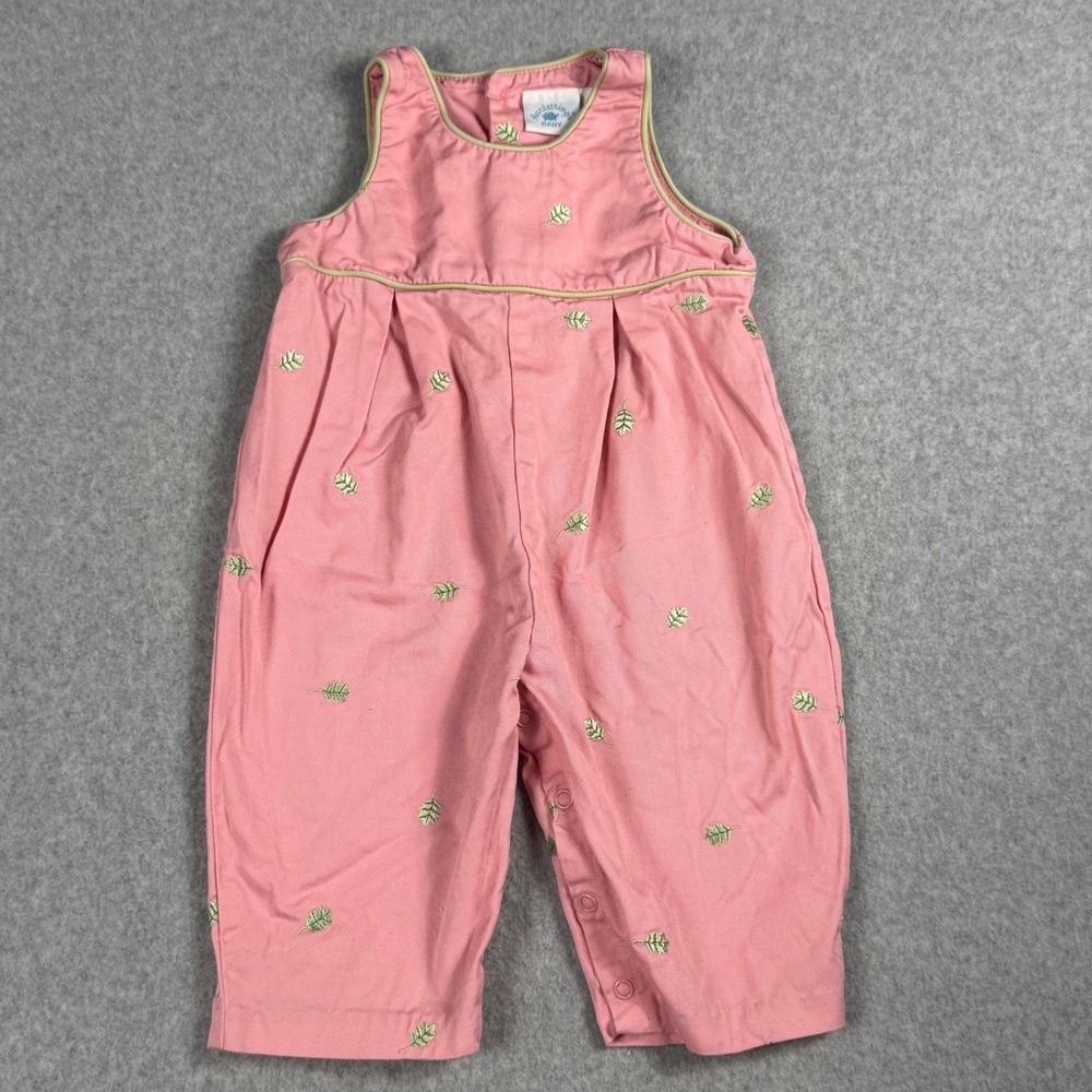 Hartstrings Embroidered Leaf Romper 18M Pink Cottagecore Vintage Style